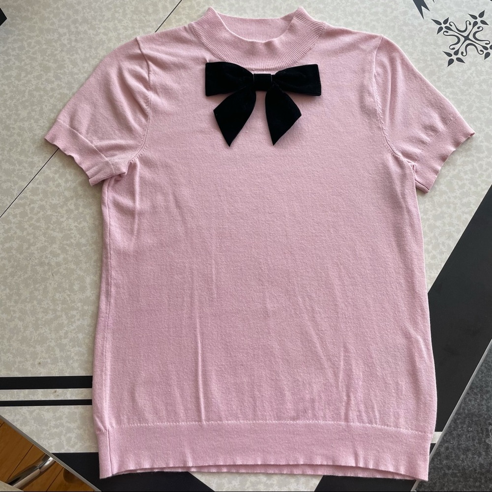 Maison Jules Pink Bow Knit Top